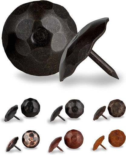 10 Pack 1.25" Round Head Iron Clavos Decorative Nails – Sealed Unfinished – Handmade Rustic Round Fasteners for Farmhouse Shutters, Faux Wood, Barn Doors, Shutters, Gates – Ornamental Wood Accent