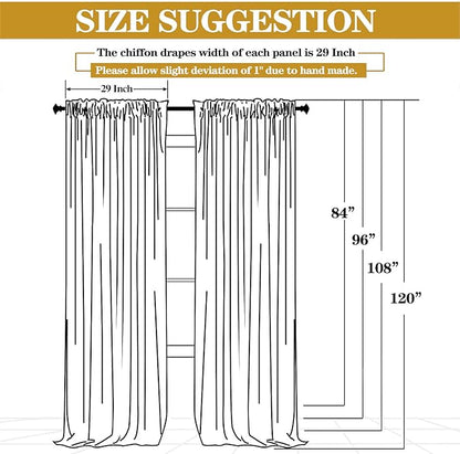 DUOBAO White Chiffon Backdrop Curtain-2 Panels 29"x120" Sheer Weddings Drapes Beach Curtains for Living Room Voile Window Drape Photography Background for Wedding Ceremony