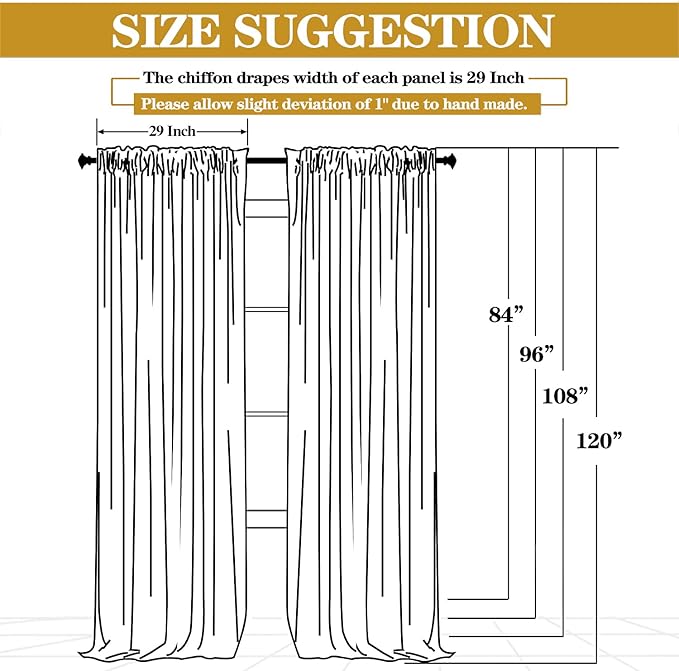 DUOBAO Sky Blue Chiffon Backdrop Curtain-2 Panels 29x120-Inch Wedding Backdrop Drapes Beach Curtains for Living Room Photography Backdrops for Photoshoot, Ceremony Decorations