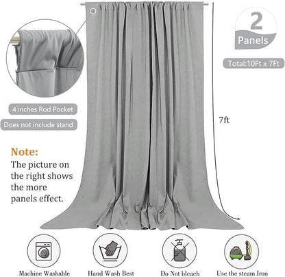 10 x 7 Feet New Dark Grey Backdrop Curtain for Partie, Background Curtains for Photoshoot, Birthday, Wedding, Halloween, Thanksgiving, Christmas, New Year Party Decorations 5Ft x 7Ft, 2 Panels