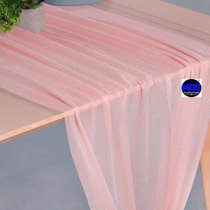MDS Halloween Chiffon Table Runner - 15 Pack, 29 x 170 Inches, 14ft Each - Sheer Spooky Table Runners for Haunted House Parties, Trick-or-Treat Tables, Witchy Décor, Wedding & Events - Dusty Rose