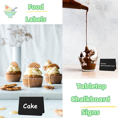 20PCS Mini Chalkboard Signs for Food, Reusable and Reserved Table Signs, Food Labels for Party Buffet, Easy to Write and Wipe Out, Catering Supplies Buffet Display, Place Cards