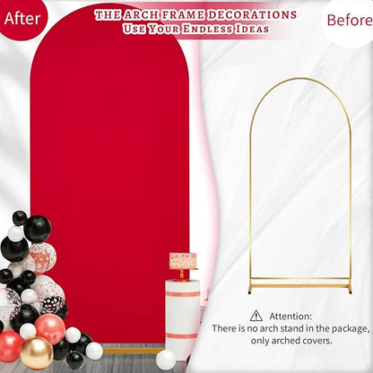 SoarDream 7.2FT Wedding Arch Cover Red Spandex Fitted Wedding Arch Stand Covers Fitted for Round Top Chiara Arch Cover Stretchy Backdrop for Birthday Birthday Party Balloon Decor