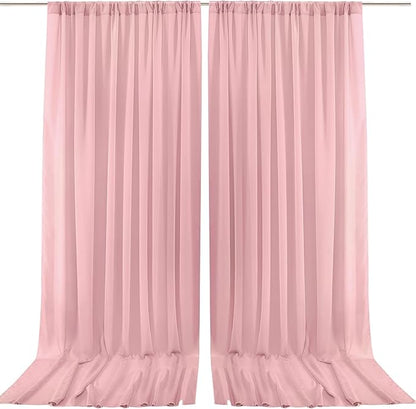 PARTISKY 10ftx10ft Dusty Rose Chiffon Sheer Backdrop Curtains, Wrinkle-Free Wedding Backdrop Drapes for Birthday Party Ceremony Arch Stage Decor Background for Photography 5ft x 10ft,2 Panels
