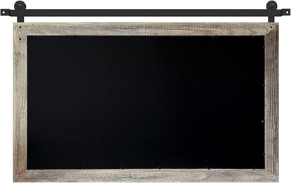 COGOOD Farmhouse Barn Door Mirror - 41" x 26" Rustic Wood Framed Wall Mirror for Bathroom, Living Room, Entryway Wall Decor (Yellow White)