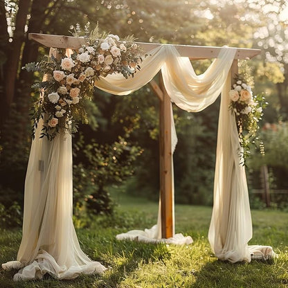Wokceer Wedding Arch Draping Fabric 28.7" x 20FT Champagne Drapes Sheer Fabric Backdrop Arch Draping Fabrics for Wedding Ceremony Birthday Party Bridal Shower Decoration