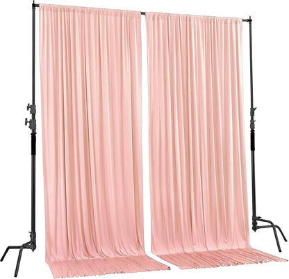 AK TRADING CO. 10 feet Wide x 12 feet Long IFR Polyester Backdrop Drapes Curtains Panels with Rod Pockets - Wedding Ceremony Party Home Window Decorations - (Blush)