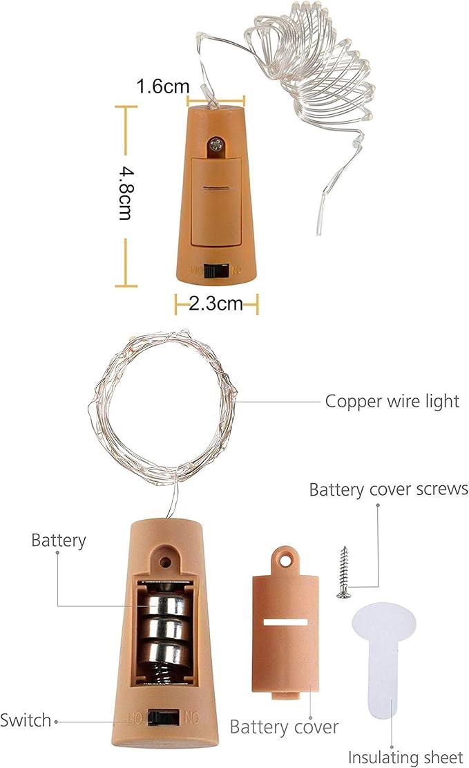Wine Bottle Lights with Cork 15Pack 10 LED 40 Inches Battery Operated Silver Wire Liquor Fairy Mini String Lights for Party Christmas Halloween Wedding Decoration (Blue)