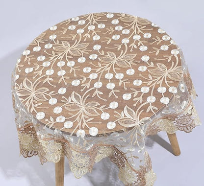 vctops Damask Lace Patchwork Tablecloth Luxury Square Small Table Cover Elegant Floral Embroidered Lace Table Cloth for Party Kitchen Dinning Picnic Decoration (Type H,32"x32")
