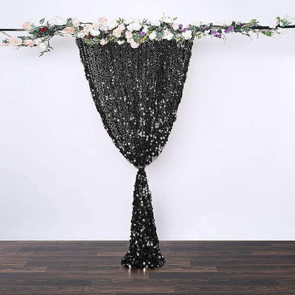 18MM Black Big Sequin Payatte Backdrop Curtains 4.5FTX9FT 2 Panels-Black Drapes Curtains for Thanksgiving Christmas Home Party Supplies