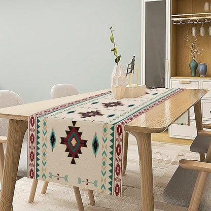 Aztec Table Runner Southwestern Native Vintage Geometric Pattern Table Runner Retro Country Table Dinner Decoration 13x36 Inch