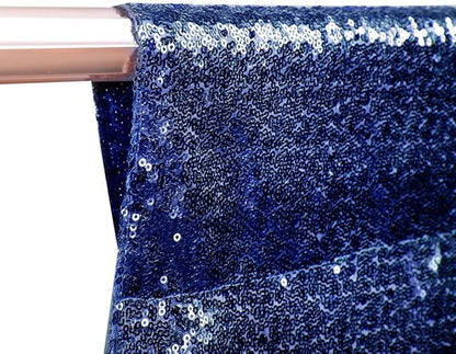 SquarePie Sequin Backdrop Not See Through Thick Background for Glitter Curtain Party 6FT x 8FT Navy Blue
