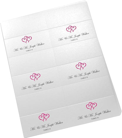 Linked Hearts Printable Place Cards, Fuschia (Choose Color), Set of 60 (10 Sheets), Laser & Inkjet Printers - Wedding, Party, Dinner, and Special Events - Made in the USA