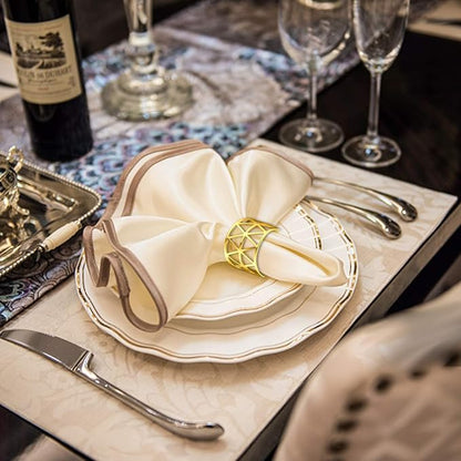 KPOSIYA Set of 20 Napkin Rings with Hollow Out Design Gold Napkin Ring Holder for Wedding Party Holiday Banquet Christmas Dinner Delicate Serviette Buckles Decor Favor (20, Style 2-Gold)