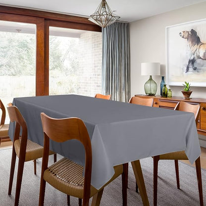 sancua 2 Pack Light Grey Tablecloth 60 x 102 Inch, Rectangle 6 Feet Table Cloth - Stain and Wrinkle Resistant Washable Polyester Table Cover for Dining Tables, Buffet Parties and Camping
