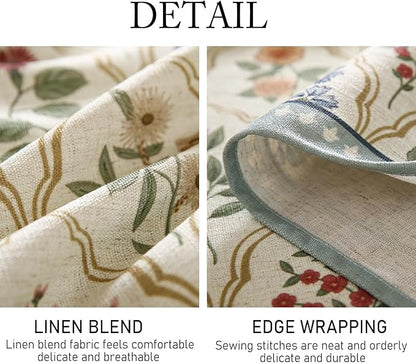 ISAENNE Designer Small Round Tablecloth,Western Linen Colorful Floral Indoor Table Cloth,Wrinkle Resistant Decor Tablecloths for Dining Thanksgiving Kitchen Christmas,Diameter 55"-Serenity B