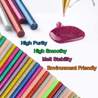 Glitter Hot Glue Sticks for Hot Glue Gun 14 Colors 84 Pack Bulk Colored Glitter Glue Stick for Mini Glue Gun Sticks 7mm 100mm Mini Glue Sticks for DIY Art Craft Repair Colored Hot Glue Gun Sticks