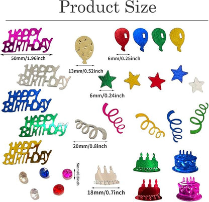 Multicolor Happy Birthday Confetti, Birthday Party Confetti Metallic Foil Sprinkles Decorations for Kids Adult Party Baby Shower Decor, DIY Arts and Crafting