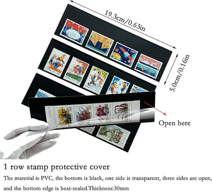 Philatelic Display Black Card Stamp Cover Stamp Collection Stamp Storage philatelic Album Stamps Collector Stamp Collecting Supplies Stamp Sleeves Stamp (1 Row Stamp Protective Cover 32 pcs)
