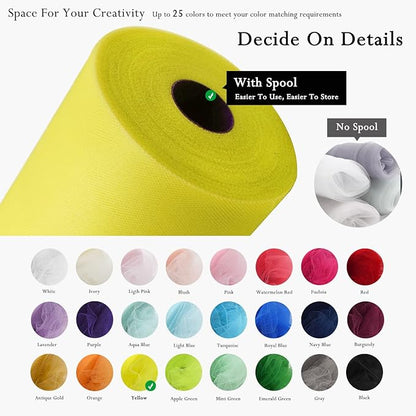 Yellow Tulle Fabric Rolls 54 Inch by 40 Yards Tulle Bolt Spool for Wedding Decorations DIY Tutu Baby Shower Table Skirt Ceiling Decor Birthday Party Craft Supplies