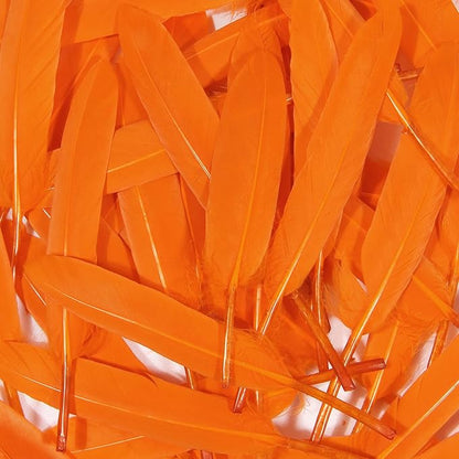 FeelfunFeather 120pcs Orange Goose Cochettes Feather Natural Bulk 4-6 inch 10-15cm for Wedding Party Christmas Halloween Decorations DIY Crafts Goose Cochettes Feather