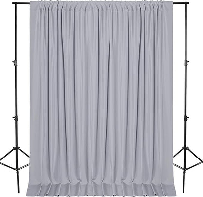DWCN 10x7 FT Silver Gray Backdrop Curtains for Parties, Photography Backdrop Drapes with Rod Pockets for Wedding Decorations Stage Birthday Family Gatherings, 2 Panels 5ft x 7ft