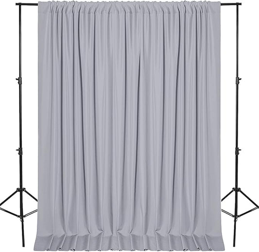 DWCN 10x7 FT Silver Gray Backdrop Curtains for Parties, Photography Backdrop Drapes with Rod Pockets for Wedding Decorations Stage Birthday Family Gatherings, 2 Panels 5ft x 7ft