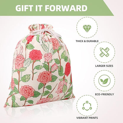 Drawstring Gift Bags,Extra Large 24"x 20" | Premium Canvas Storage Bags | Reusable Fabric | Perfect for Baby Showers,Birthday Parties | Rosy