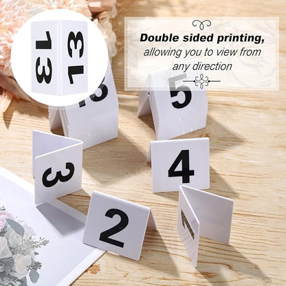 Tuanse Table Numbers 1-25 Acrylic Double Side Numbered Table Tents Plastic Restaurant Wedding Numbers Cards Signs for Party Banquets Wedding Reception(White, Black)