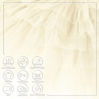 Ivory Tulle Fabric Roll 6 Inch X 300 FT (100 Yards) Matte Tulle Ribbon Netting Mesh Spool for DIY Tutu Skirt Wedding Bow Gift Wrapping Baby Shower Christmas Party Halloween Decorations