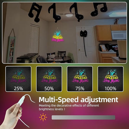 Live Music Neon Sign Jazz Neon Signs For Wall Decor Saxophone Led Lights Colorful Light Up For Music Studio Bar Club Party Live House Singing Lover Bedroom Decoration Gifts