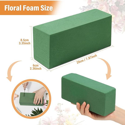 8 Pcs Floral Foam Blocks for Flower Arrangement (7.8” L x 3.5” W x 2.4” H) Wet and Dry Green Floral Foam for Wedding, Birthdays, Home Decorations