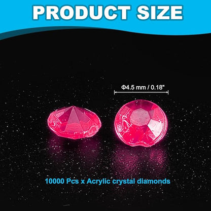 PATIKIL 10000 Pcs Wedding Table Scatter Confetti Crystals 4.5mm Acrylic Diamonds Vase Fillers Gems for Table Centerpiece Decorations Party Vase Beads, Rose Red