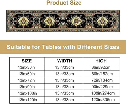 Colorful Boho Flower Table Runner, Vintage Rustic Farmhouse Paisley Hand Drawing Print Pattern for Home Kitchen Table Decor Dining Coffee Room Garden Party Decor 13x36in