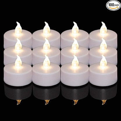 LED Tea Lights Candles- 100PACK Flameless Candles Realistic and Bright Flickering Long Lasting 200Hours for Holiday Celebration,Home Decoration Warm White