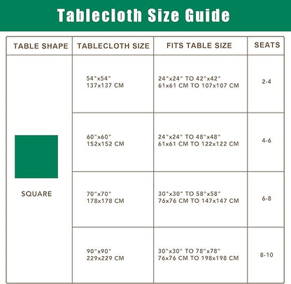 Biscaynebay Square Tablecloth 54x54 Inch-Auqa Blue Card Fabric Table Cover-Small Folding Table Cloths Linen Water Resistant for Kitchen Dining Picnic Patio Outdoor Party Restaurant Tables