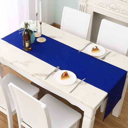 DUALIFE Royal Blue Table Runner 72 Inch Long Coublt Blue Color Handcrafted Decorative Cloth for Wedding Party Birthday Graduations Hotel Restaurant Banquet Catering Services Event 1 Panel
