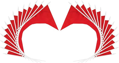 12 Pack Red Pennant Flags Small Mini Hand Held Solid Color Pennant On Sticks Flags with 12.6"Solid Pole & Spear Top,Party Events Celebration,School,Grand Opening,Kids Birthday,Sports Clubs,Flower Pot