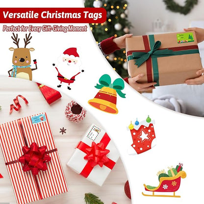 500 PCS Tags - Santa Claus Stickers, Self-Adhesive Cartoon Christmas Tags for Festival & Holiday Decor