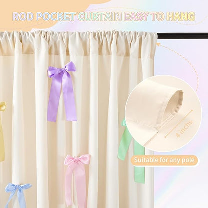 Ivory Backdrop Curtain: 5.8×8ft Backdrop Solid Color Wrinkle Resistant Background - Bridal Shower Wedding Graduation Ceremony Decoration