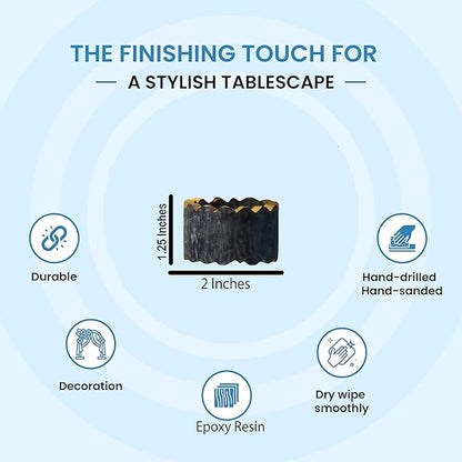 Epoxy Resin Napkin Holders for Cloth Napkins - 6 Pcs Elegant Napkin Holders for Dining Table Decor, Parties, Weddings & Holidays - Modern Tabletop Accessory (Black Gold) - CLEENTABLE