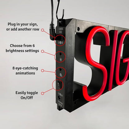 SpellBrite BREWERY Sign | Beer-Related Sign with Neon Look, Red LED Light Source | 29.1" x 6.3"