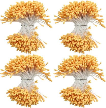 HAHIYO 700Pcs 2mm Orange-Yellow Matte Double Head Flower Stamen Pistil for Flower Making Scrapbook Decoration - Handmade Artificial Flowers Pistil Matt-Like Floral Stamens Flowers Pollen Stamen