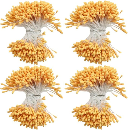 HAHIYO 700Pcs 2mm Orange-Yellow Matte Double Head Flower Stamen Pistil for Flower Making Scrapbook Decoration - Handmade Artificial Flowers Pistil Matt-Like Floral Stamens Flowers Pollen Stamen