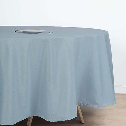 Efavormart Round Tablecloth, 108 Inch Stain & Wrinkle Resistant Washable Table Cloth, Decorative Polyester Fabric Table Cover for Banquet, Wedding, Dining- Dusty Blue