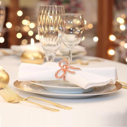 Pack of 12 Napkin Rings Alloy Hollow Out Flower Napkin Holder Dinning Table Napkin Ring for Dinner Parties Wedding Banquet Table Setting Family Gatherings Table Decor（Rose Gold，12）