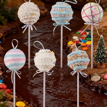 LANGXUN 6pcs Lollipop Candy Land 2025 Xmas Birthday Party Wedding Suppiles Decoration, Hanging Candy Cane Christmas Tree Décor, Christmas Decorative Hanging Ornaments Crafts