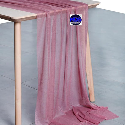 MDS 5 Pack 10ft Chiffon Table Runner 29 x 120 Inches Sheer Wedding Runner Romantic Rustic Table Runner for Wedding Decorations, Birthday Parties, Bridal Shower Party Arch Decor - mauva