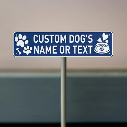 Custom Vintage Metal Sign Personalized Pet's Home Sign with Pet Name Paw Print Text Logo Rust Free Fade Resistant Home Outdoor Wall Signs