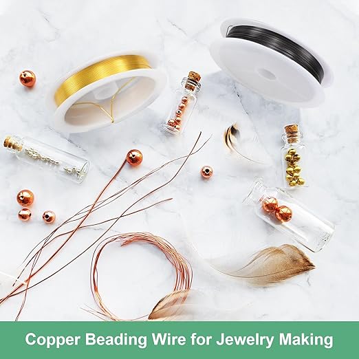 0.7 mm/21 Gauge Copper Wire for Jewelry Making, 10.2FT Copper Beading Craft Wire for Jewelry/Weaving/DIY Crafting/Planting, Color-Retaining [3.1M, Rose Gold]